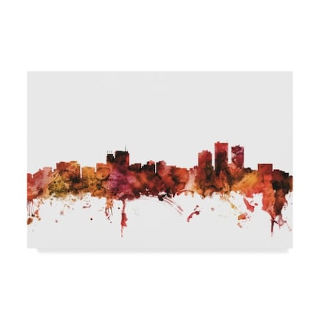 Michael Tompsett 'Anchorage Alaska Skyline Red' Canvas Art,16x24